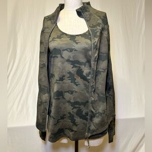 Lululemon Camo Green Tank Top & Jacket Workout Set